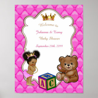 Poster Baby Shower Girl, Princess, rosa, 16 x 20