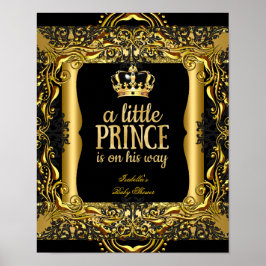 Poster Baby Shower Little Prince Guld Black