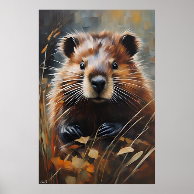 Poster | Beaver | OLJEMÅLNING STIL (Framsidan)