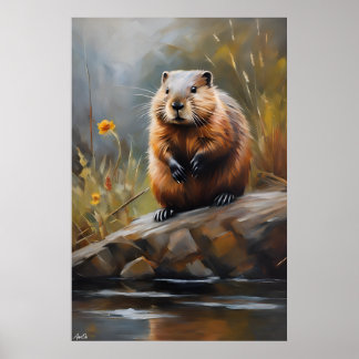 Poster | Beaver | OLJEMÅLNING STIL