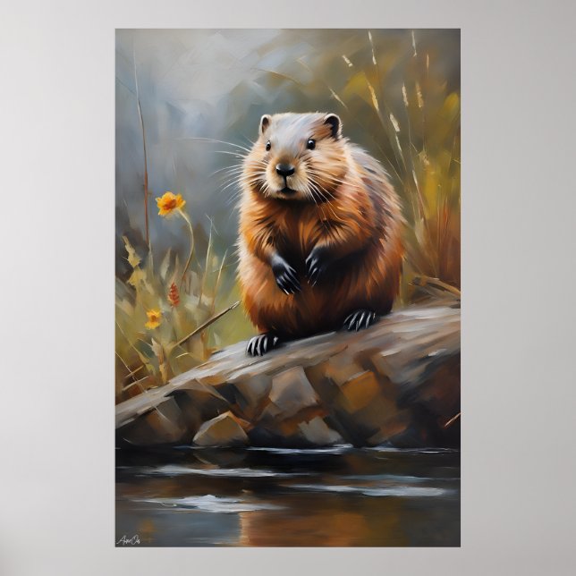 Poster | Beaver | OLJEMÅLNING STIL (Framsidan)
