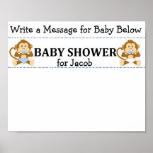 Poster Bebisdusch för meddelandeknappar för apa