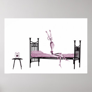 Poster - Bedtime X-Ray Skeletons Rosa