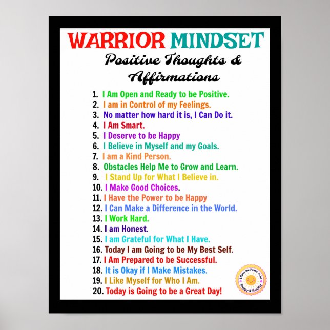 Poster bekräftelser - Warrior Mindset (Framsidan)