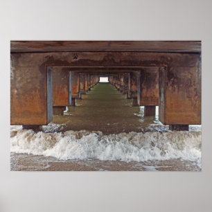 POSTER, ’BENEATH HANALEI PIER’ (KAUAI, HAWAII) POSTER