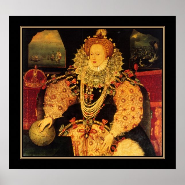 Poster Berömd Vintage Elizabeth I i England (Framsidan)