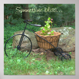 Poster Bicycle Pink Flowers in Basket