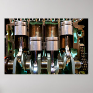 poster bilmotorns pistoner