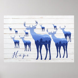 Poster blå Hjort-Hope