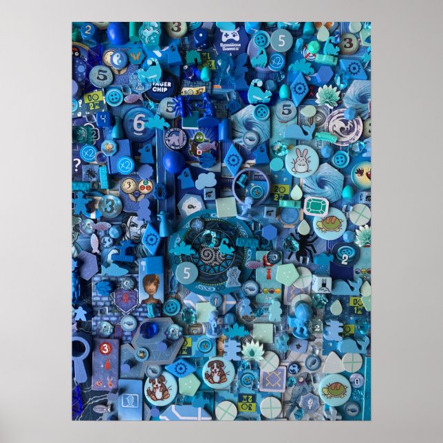 Poster: Blå spelkomponenter Poster (Framsidan)