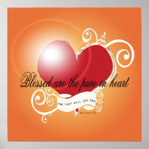 Poster - Bladfärgad är Pure in Heart Matthew 5:8