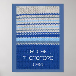 Poster - blått Rand i Crochet