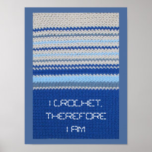 Poster - blått Rand i Crochet