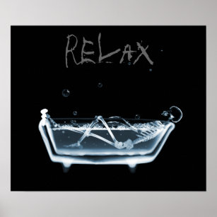 Poster - Blått slappna av X-Ray Skeleton Bath Time