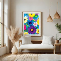 Poster blomma över hela vattenfärgen vid utskrift