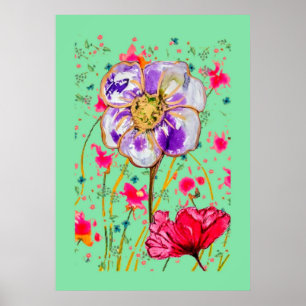 Poster blomma teckning