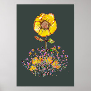 Poster blomma teckning