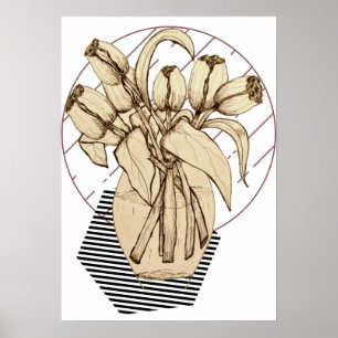 Poster blomma teckning