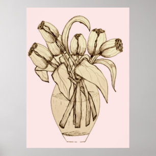 Poster blomma teckning