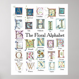 Poster blommigt Alphabet