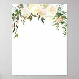 Poster Blommigt för Rosa av vattenfärg - Lägg till
