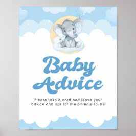 Poster Blue Elephant Boy Shower