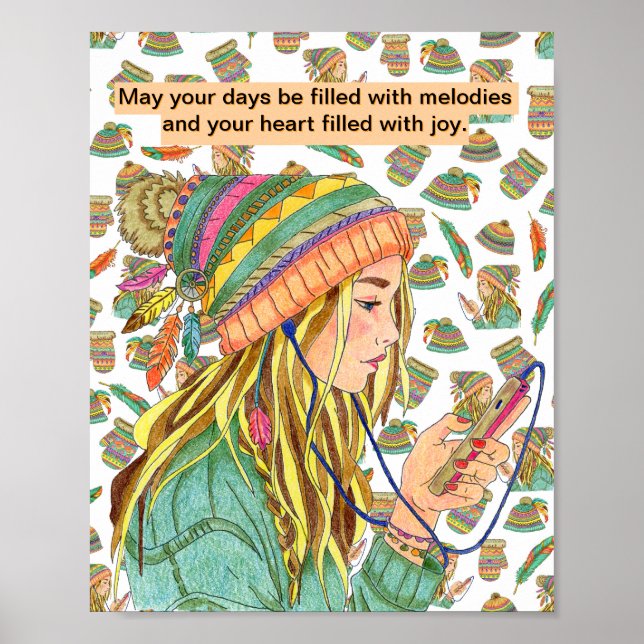 Poster Boho Hat Girl (Framsidan)