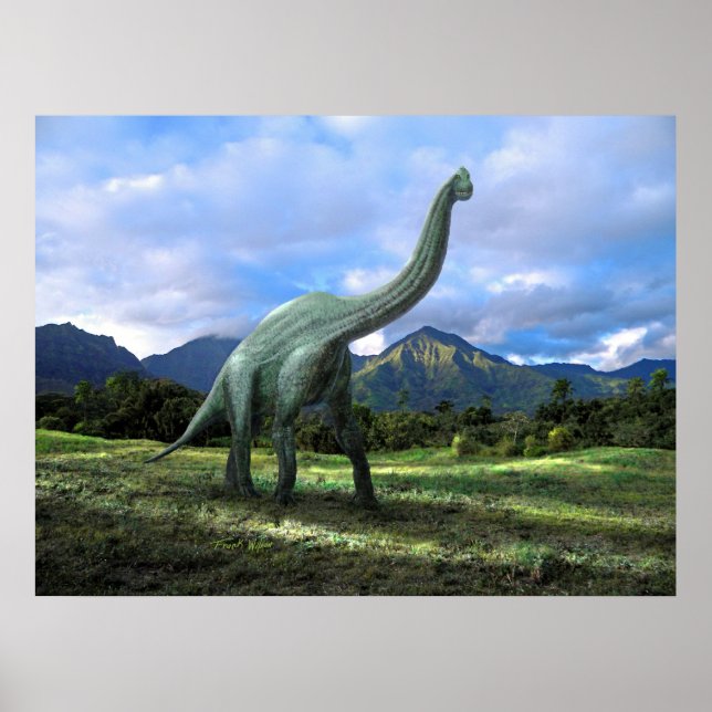 Poster ~ Brachiosaurus Dinosaur in Meadow (Framsidan)