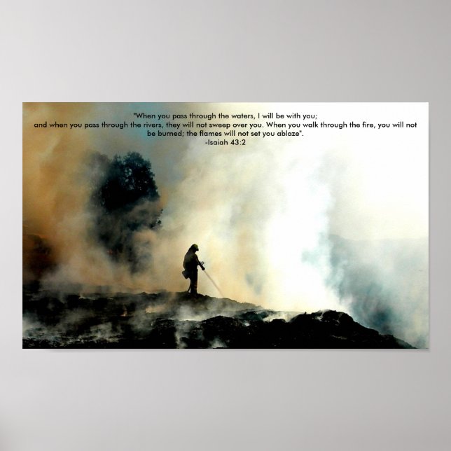 Poster brandman - Isaiah 43:2 (Framsidan)