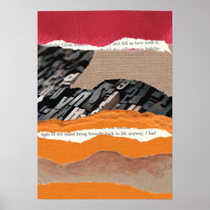 Poster brun orange, brun grafisk kollage