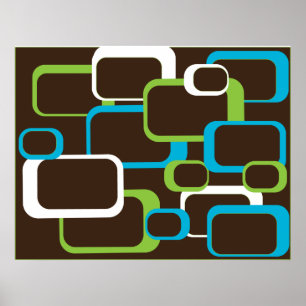 Poster Brun Retro-fyrkanter