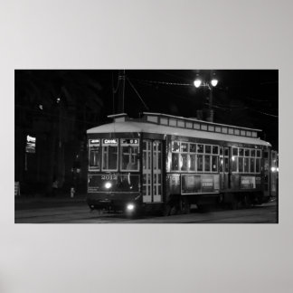 Poster Canal Street Trolley (B&W)