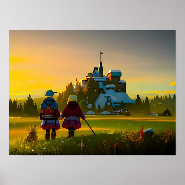 Poster Castle och Meadow Print (Framsidan)