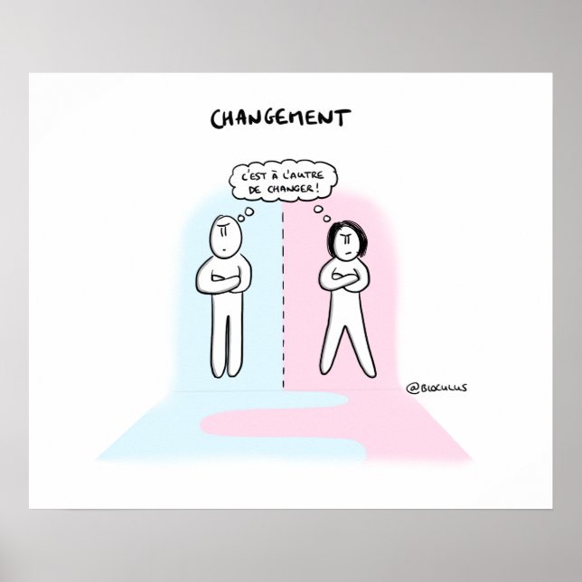Poster "Changement : qui fera le 1er pas ?" (Framsidan)