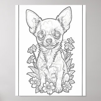 Poster Chihuahua med flödesfärgsida