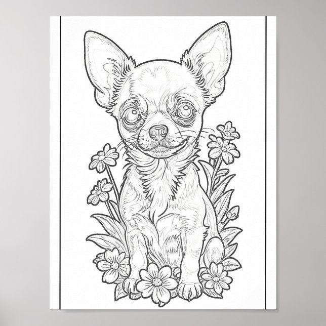 Poster Chihuahua med flödesfärgsida (Framsidan)