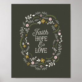 Poster Christian Faith Hope Kärlek Bible Scripture
