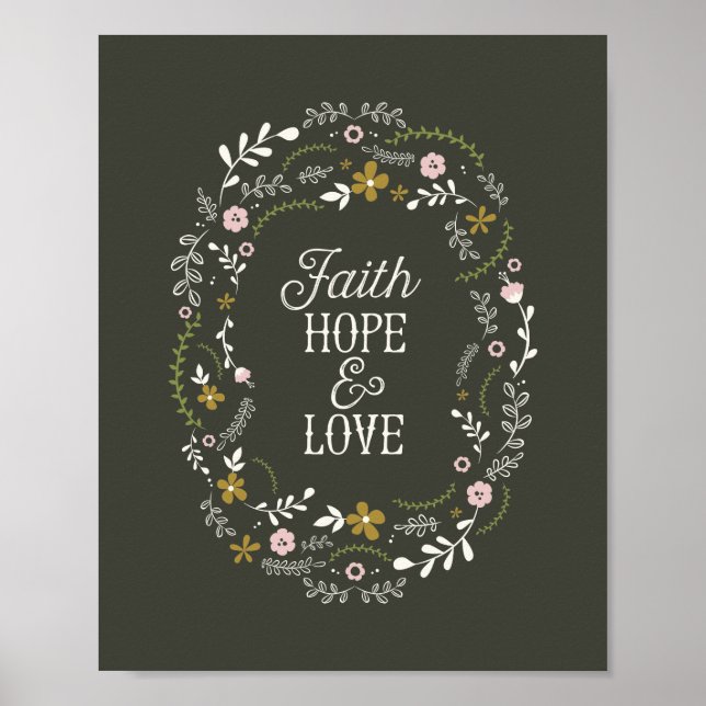 Poster Christian Faith Hope Kärlek Bible Scripture (Framsidan)