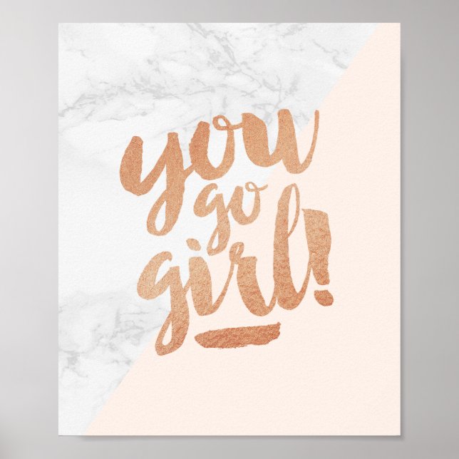 Poster citat du går Flickmarble Guld Handlettering (Framsidan)
