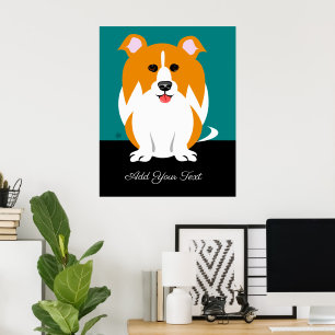 Poster Collie Hund Tecknad Art