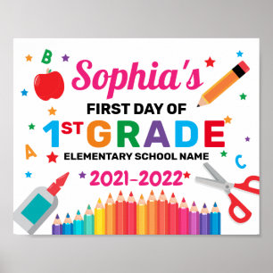 Póster Colorful First Day of School Sign Poster