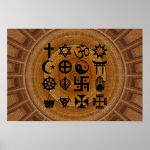 Pôster com símbolos da religiões poster