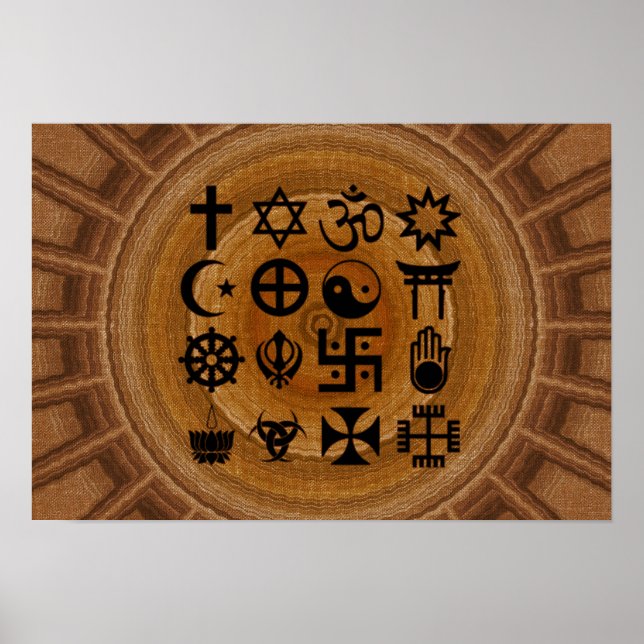 Pôster com símbolos da religiões poster (Framsidan)