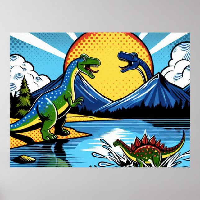 Poster con paisaje de dinosaurios (Framsidan)