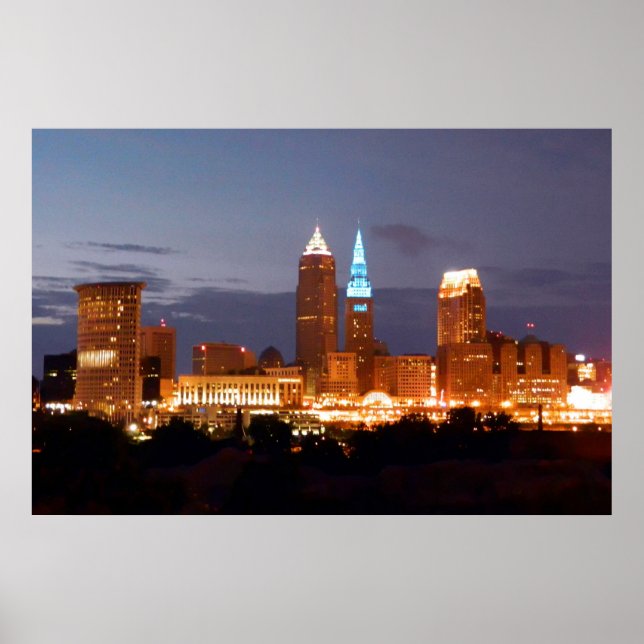 Poster coola Blått Cleveland Ohio (ingen text) (Framsidan)