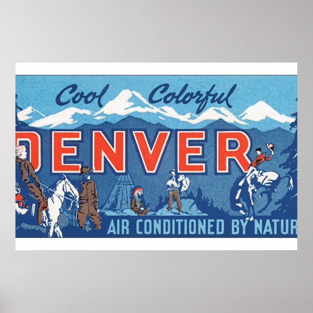 Poster coola Färgfull Denver_Vintage resor (Framsidan)