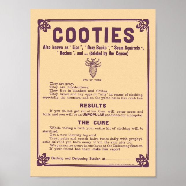 Poster Cootie Warning - Vintage Medical Print (Framsidan)