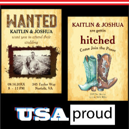 Poster 🤠 CowboyBoots Bröllop Photo Inbjudningar