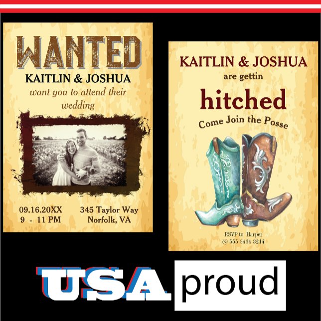 Poster 🤠 CowboyBoots Bröllop Photo Inbjudningar (Skapare uppladdad)