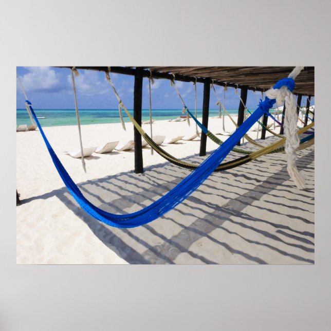 Poster Cozumel Mexiko  färglöst Beach Hammocks (Framsidan)